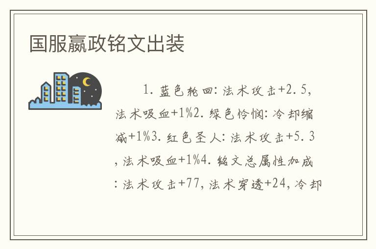 国服嬴政铭文出装